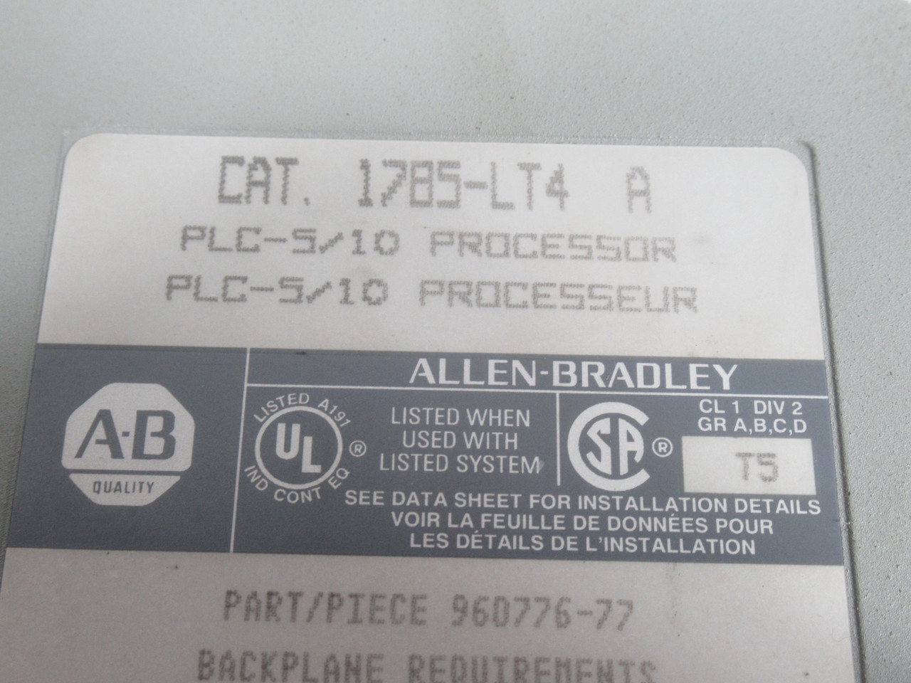 Allen-Bradley 1785-LT4 Series A Processor Module F/W E SHELF WEAR USED