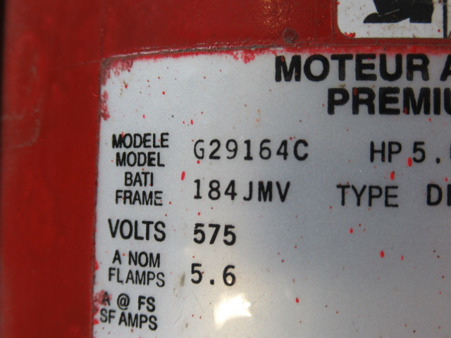 US Motors 5.0HP 1740RPM 575V 184JMV TEFC 3PH 5.6A 60HZ USED