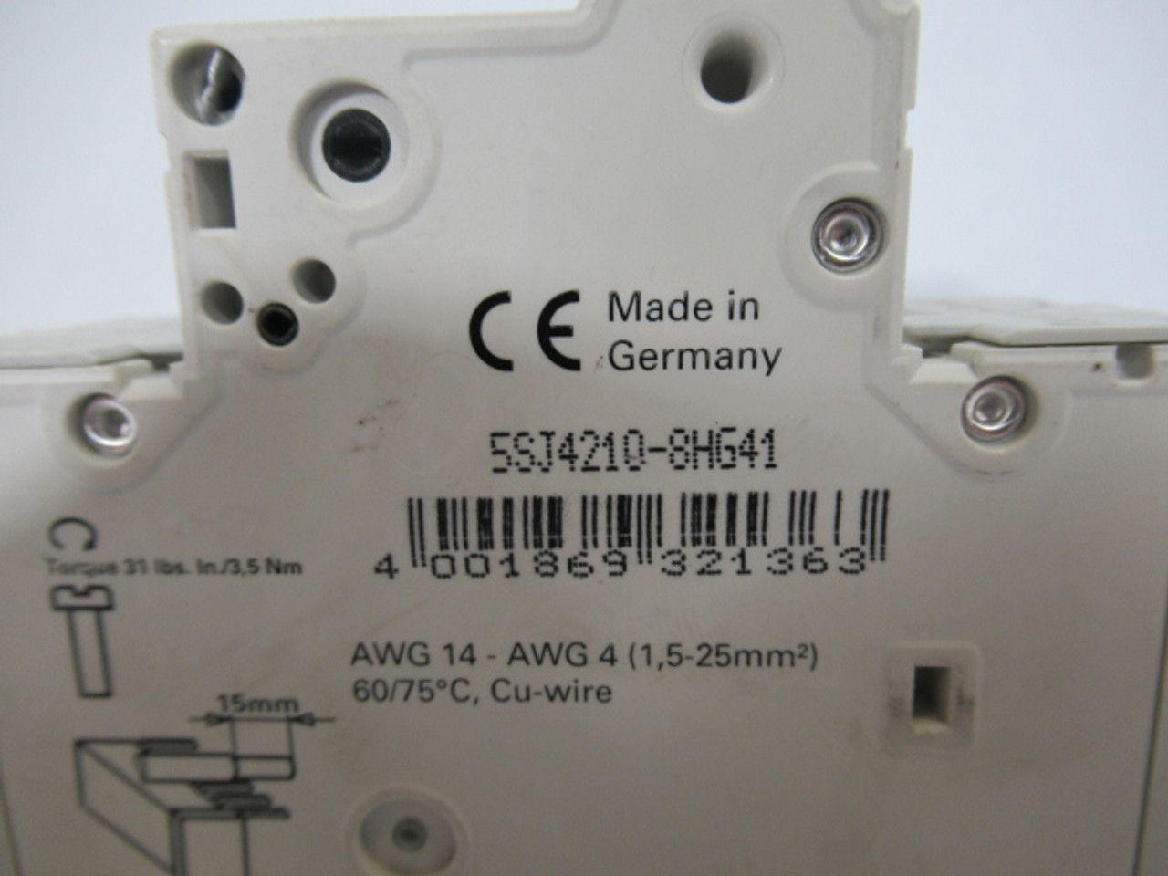 Siemens 5SJ4210-8HG41 Circuit Breaker 10A 240VAC 125VDC 2P *Broken Fin* USED