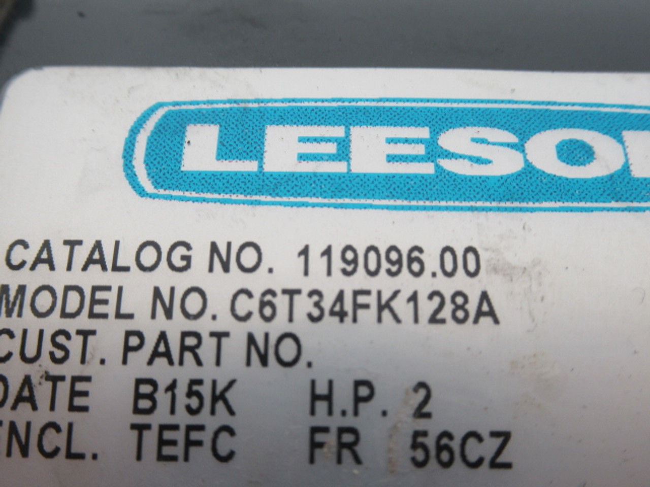 Leeson 2HP 3450RPM 575V 56CZ TEFC 3PH 2.4A 60Hz USED