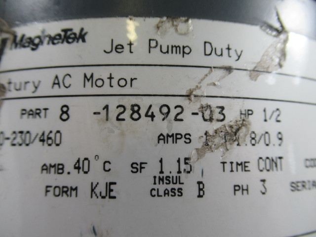 MagneTek 1/2HP 3450RPM 200-230/460V B56C TE 3PH 1.9-1.8/0.9A 60Hz USED