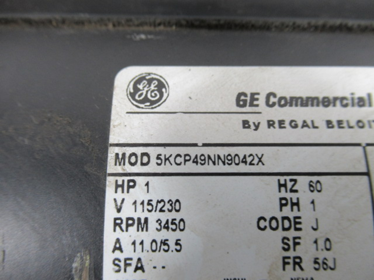 General Electric 1HP 3450RPM 115/230V 56J 1PH 11.0/5.5A 60Hz USED