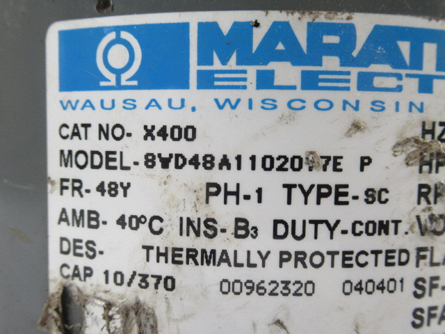 Marathon Electric 1/2HP 1075RPM 460V 48Y OPEN 1PH 1.8A 60Hz USED