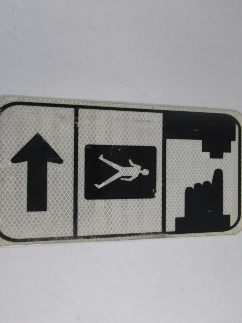 Generic Pedestrian Walking Sign Left Arrow Reflective 11.75 x 6" USED