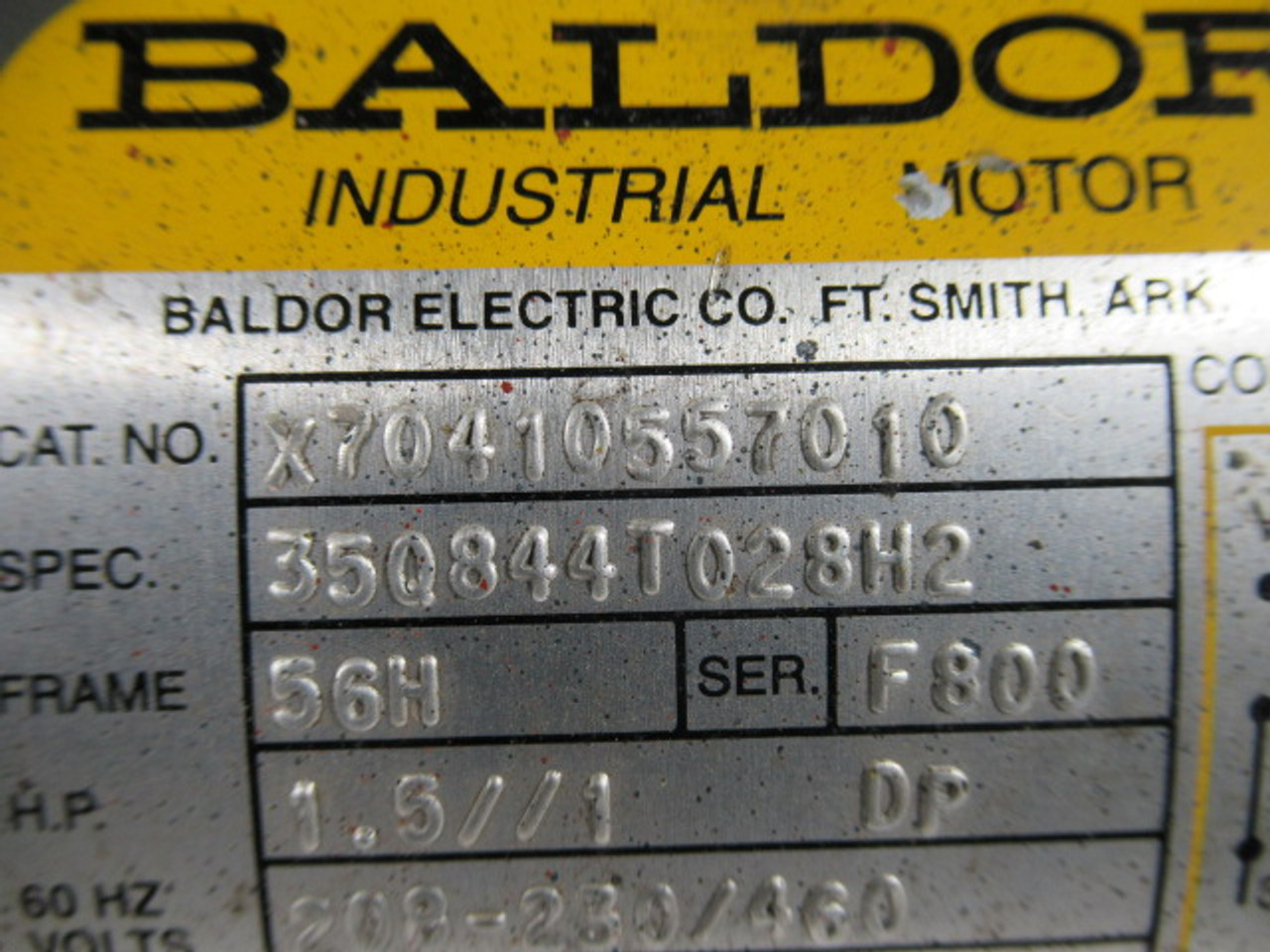 Baldor 1.5HP 1740RPM 208-230/460V 56H 3PH 6.0-4.6/2.3A 60Hz USED