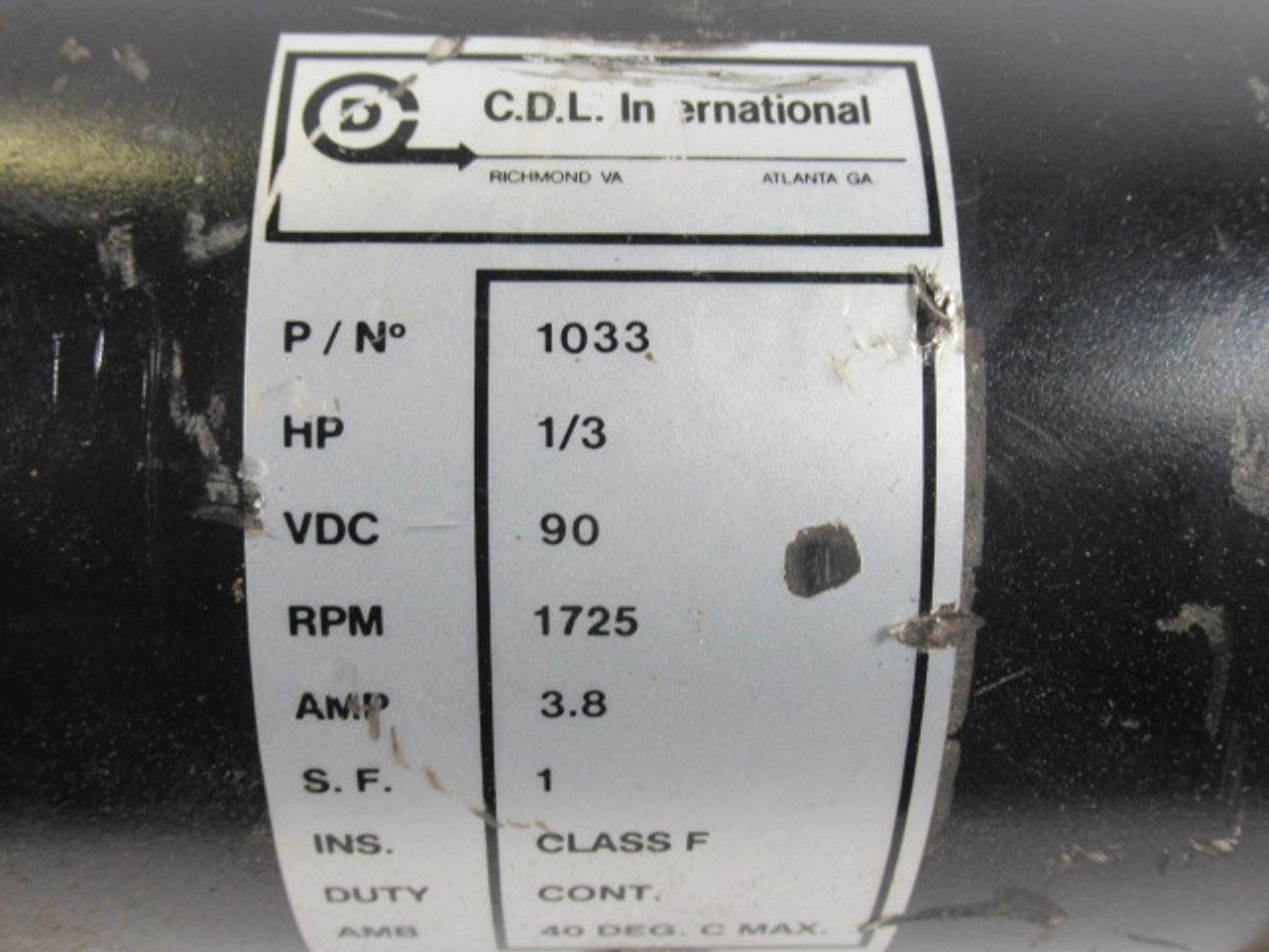 C.D.L International 1/3HP 1725RPM 90VDC 3.8A USED