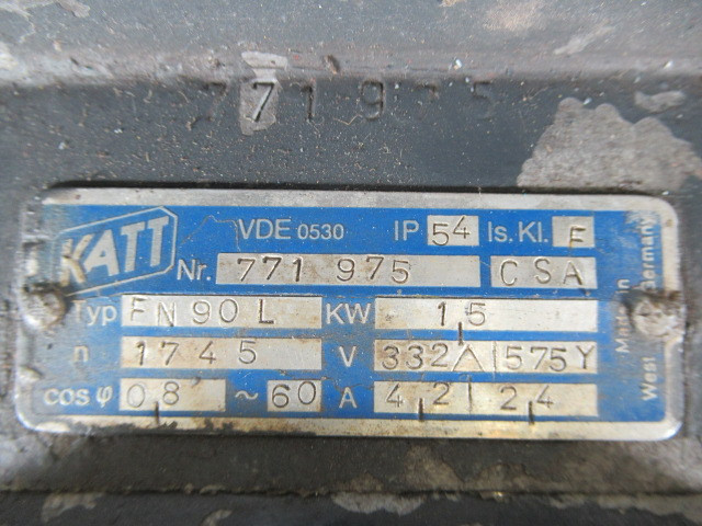Katt 1.5kW 1745RPM 332/575V 90L TEFC 4.2/2.4A 60HZ USED