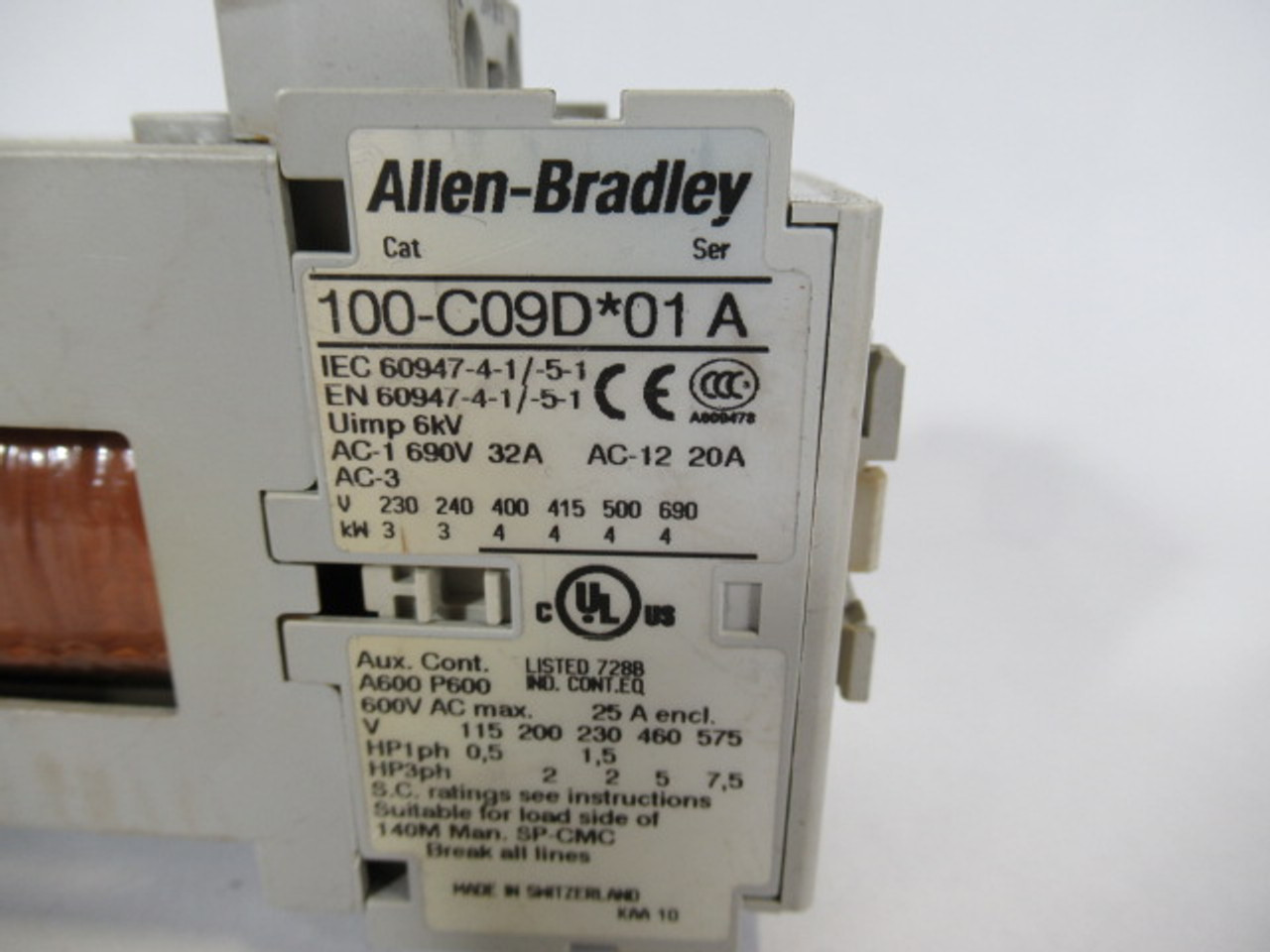 Allen-Bradley 100-C09DJ01 Series A Contactor 24VDC 9A 1N/C USED