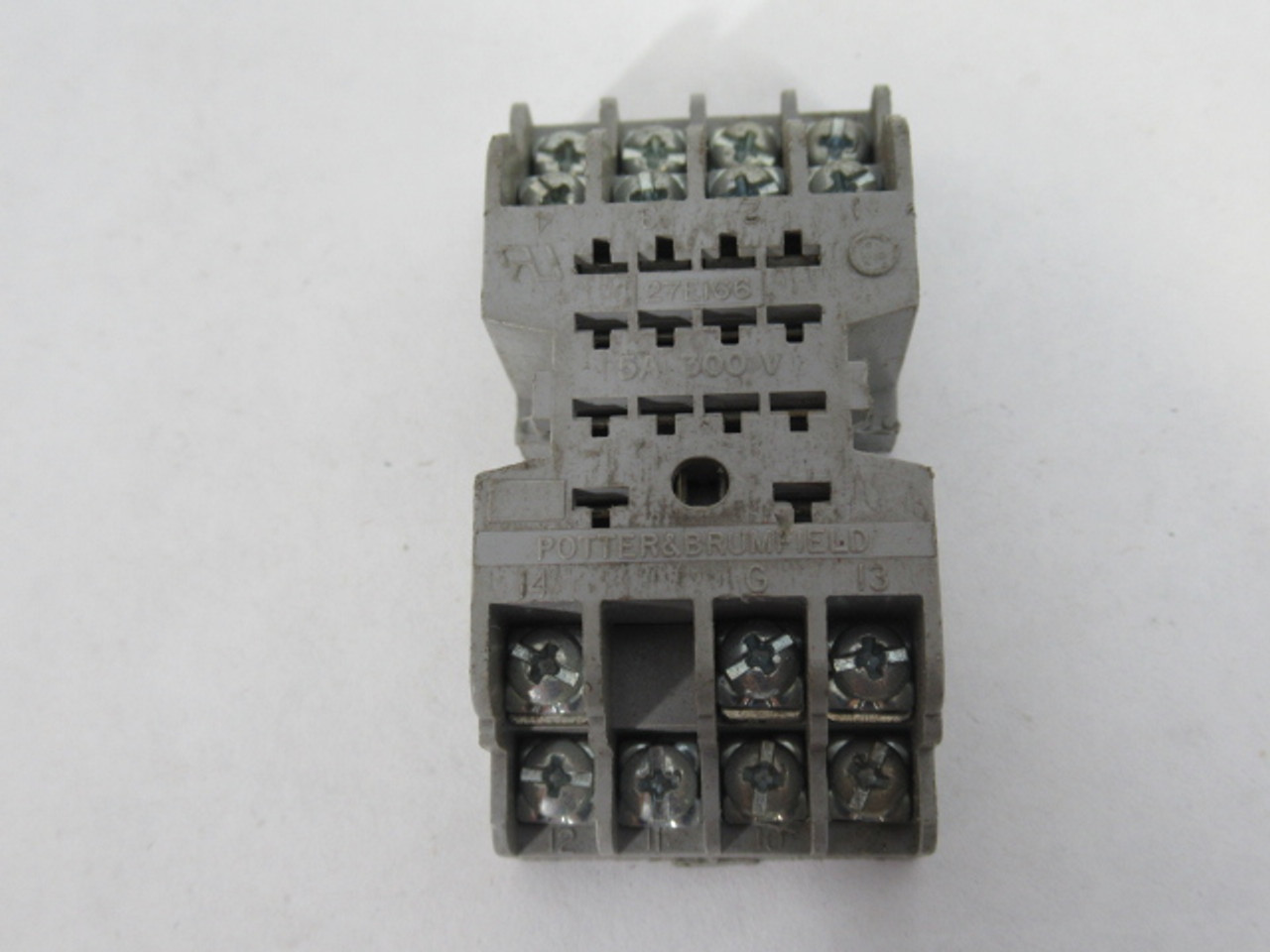 Potter & Brumfield 27E166 Light Gray Relay Socket 5A 300V 14 Pins USED