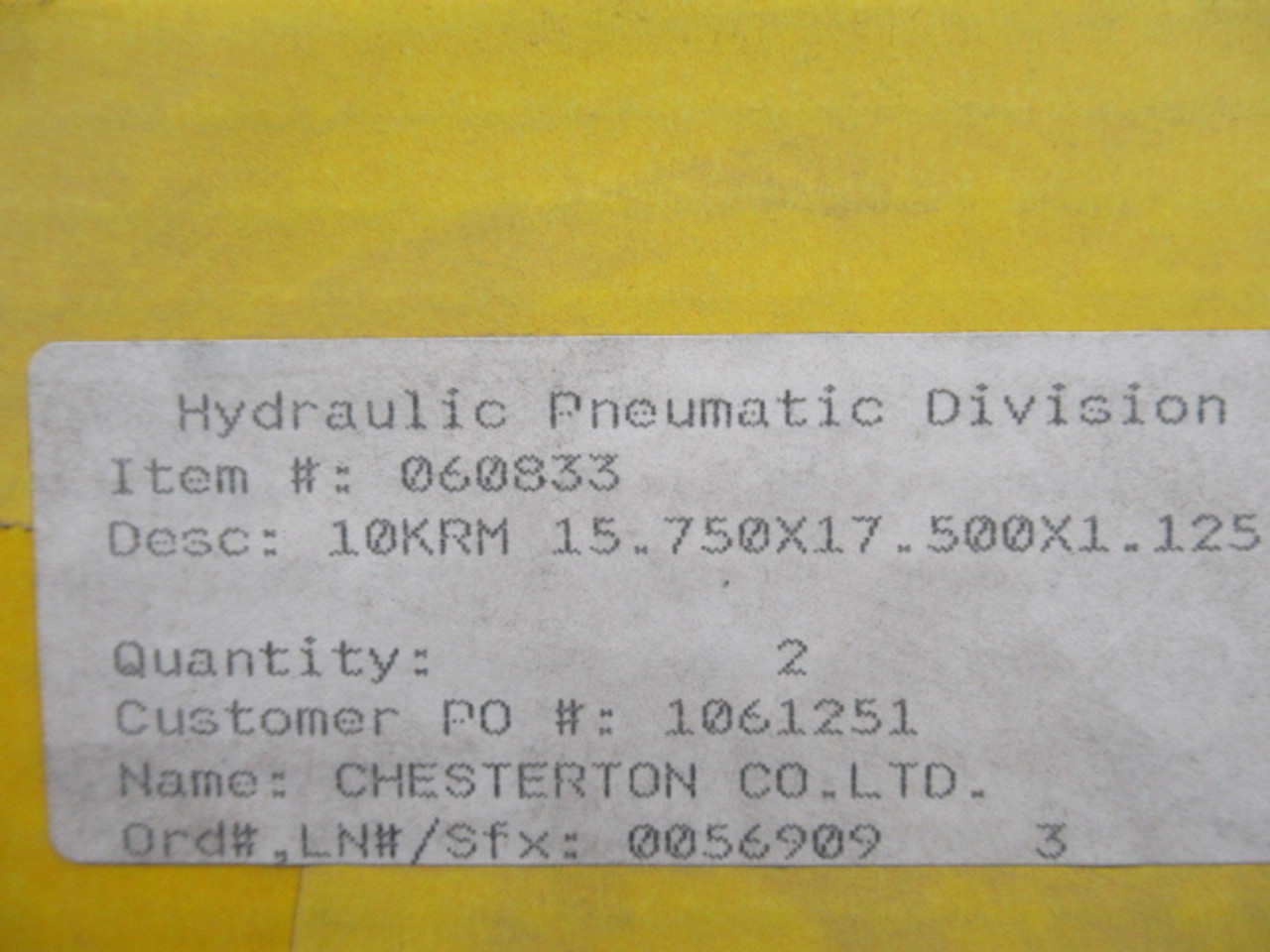 Chesterton 060833 Hydraulic Seal 10KRM 15.75"x17.50"x1.125" Pack of 2 ! NEW !