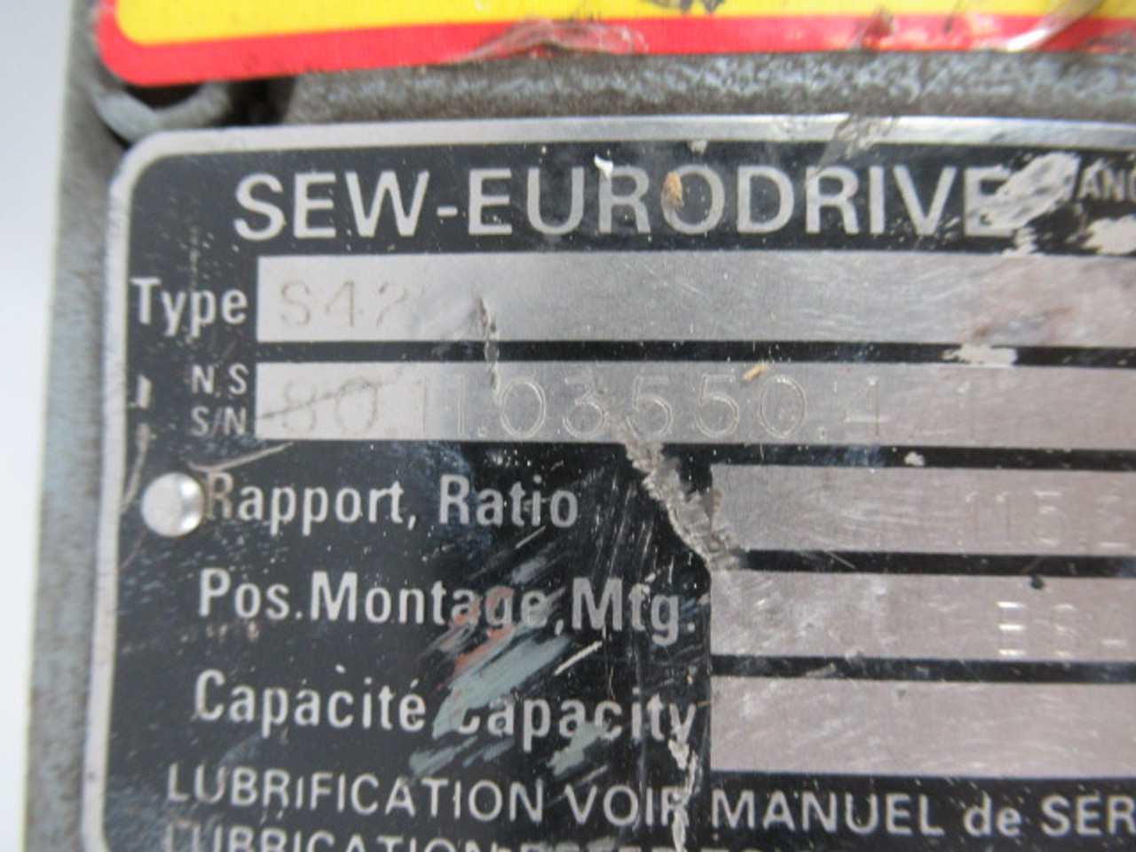 Sew-Eurodrive S42 Gear Reducer 115.21:1 Ratio USED