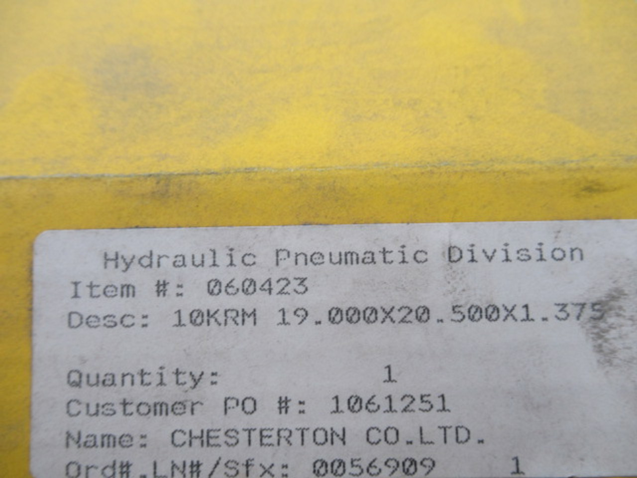 Chesterton Co. 060423 Hydraulic Seal 10KRM 19"x20.50"x1.375" ! NEW !