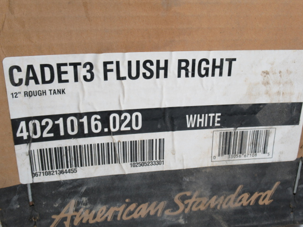 American Standard 4021016.020 White Cadet-3 12" Rough-In Toilet Tank ! NEW !