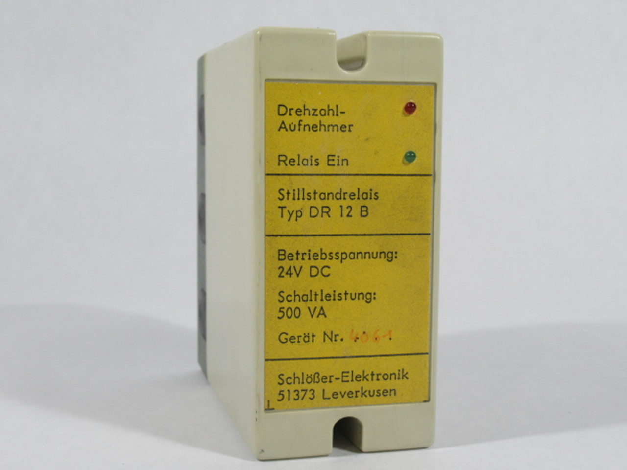 Schlober-Elektronik DR-12-B Standstill Relay 24Vdc 500Vdc USED