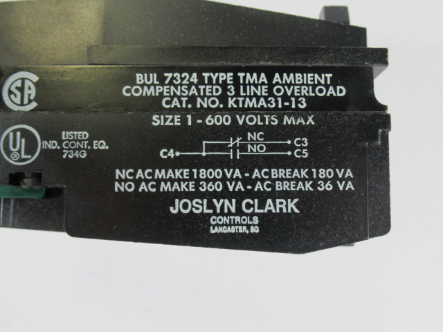 Joslyn Clark Controls KTMA31-13 Overload Relay 5000A RMS 600V ! NEW !