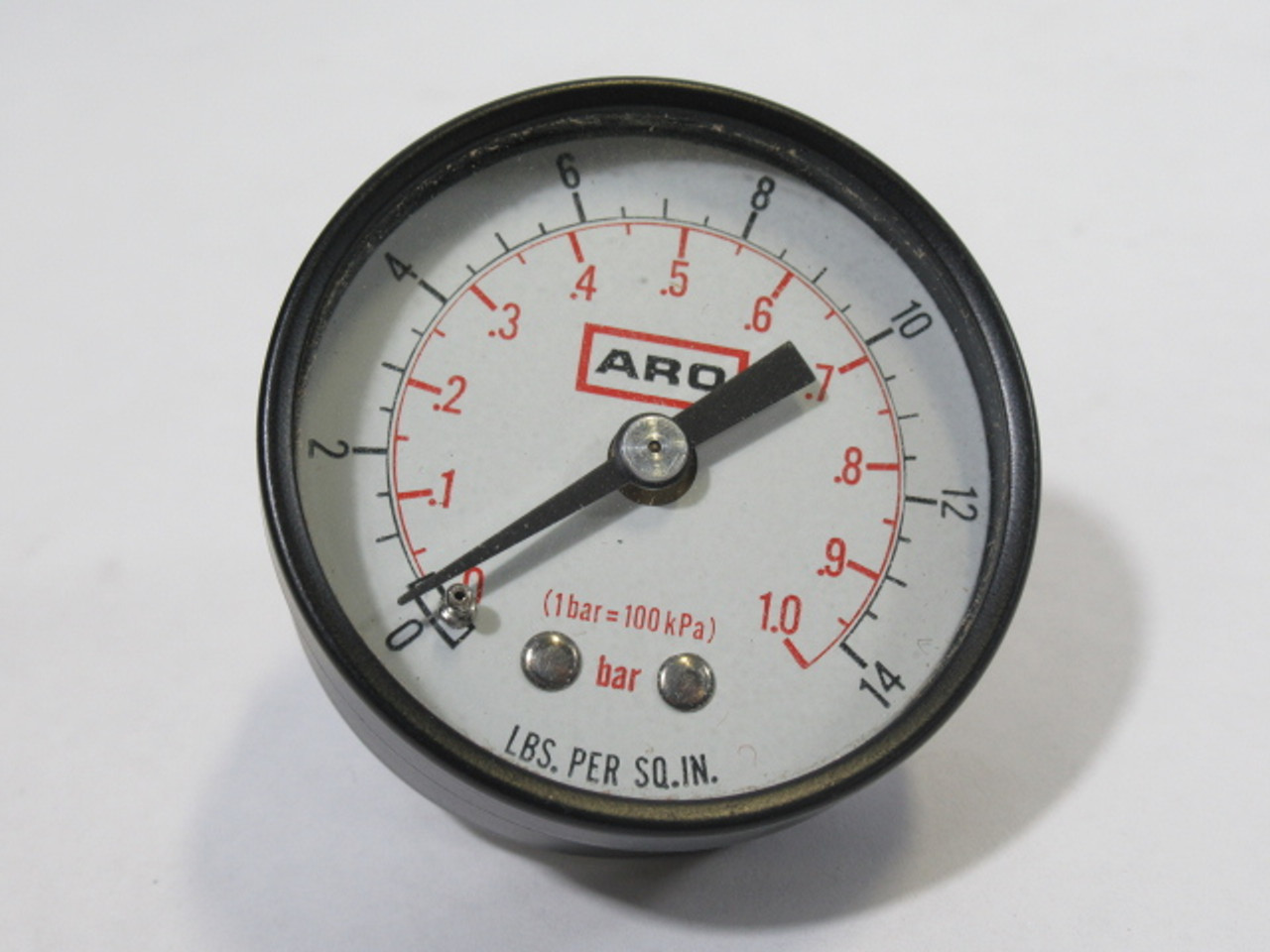 ARO 29846 Pressure Gauge 0-14 PSI 0-1.0 BAR Back Mount USED