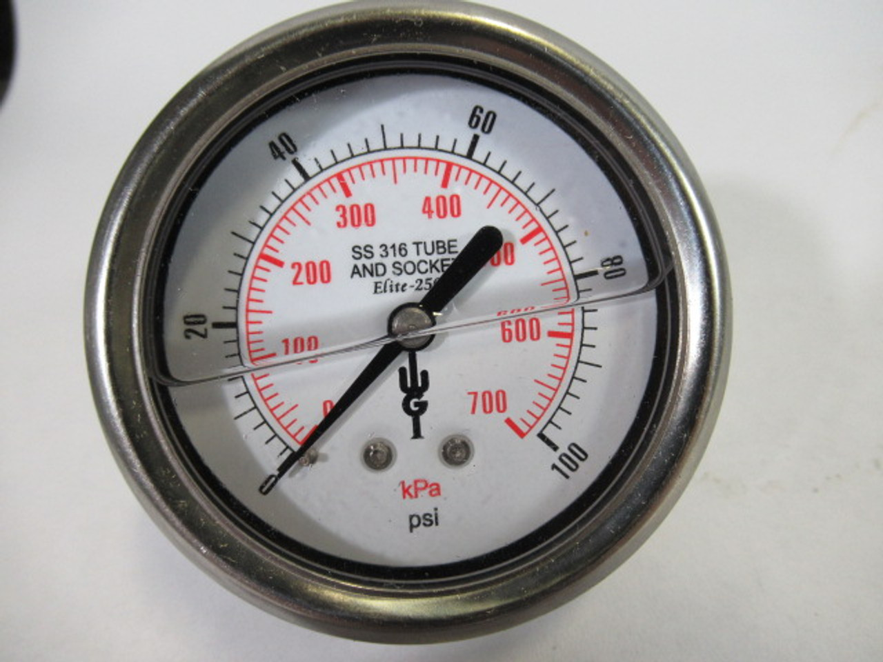 Elite WJ7448P Oil Filled Pressure Gauge w/Bracket 0-100PSI 0-700kPa ! NOP !