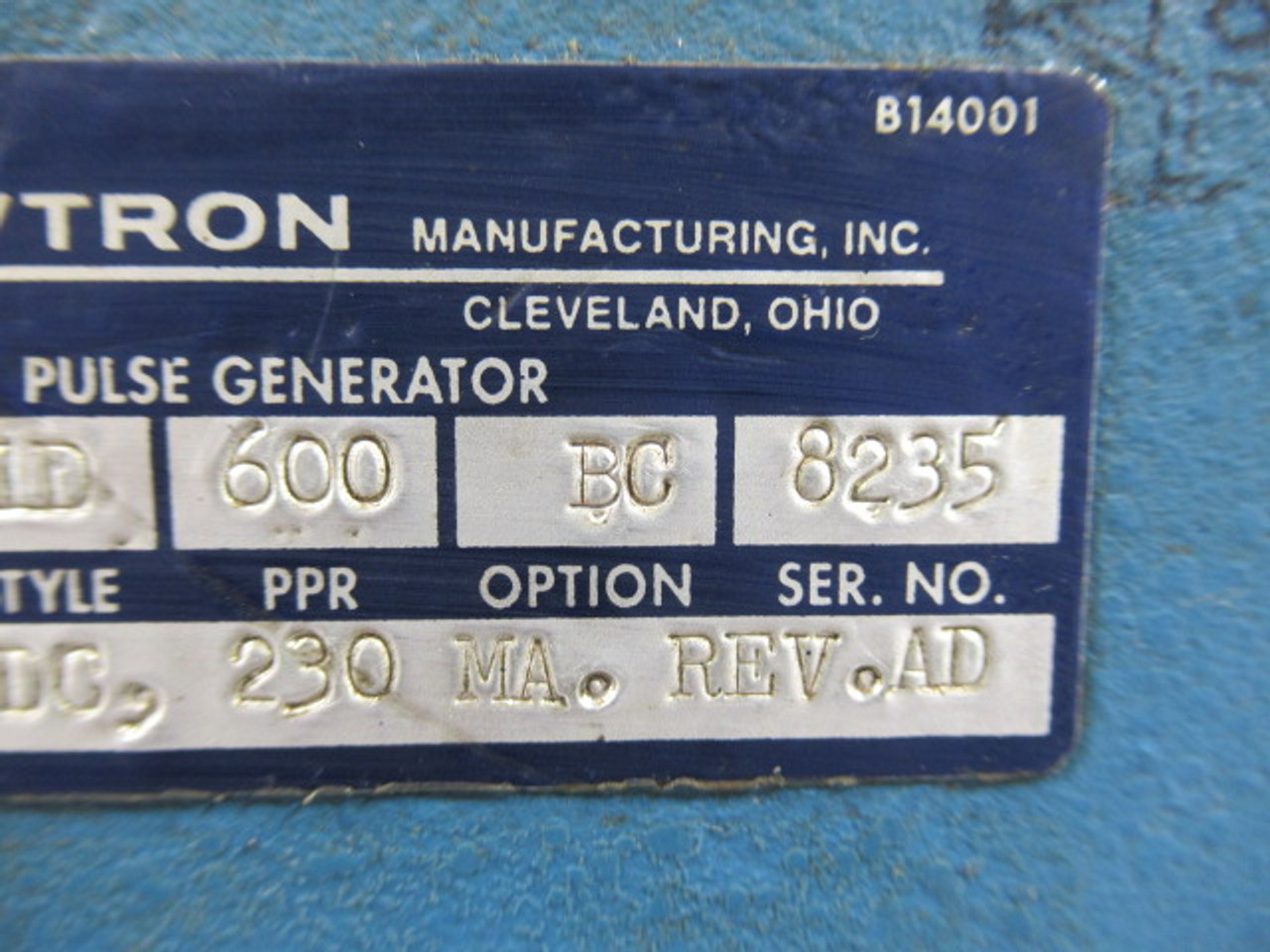 Avtron M785 Blue Pulse Generator Style 1D PPR 600 Rev-AD Option BC USED