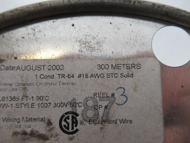 Generic TR-64 Equipment Wire Black #18AWG STC 50M 1 Conductor USED