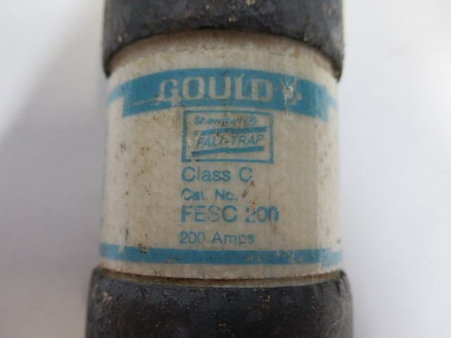 Gould FESC200 Class C Bolt On Flat Trap Fuse 200A 600V USED
