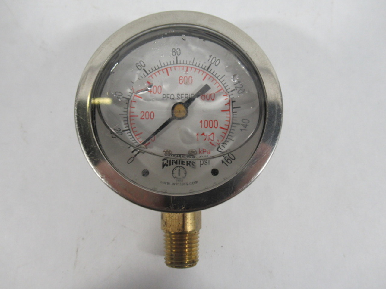 Winters PFQ805R1R11 Liquid-Filled Pressure Gauge 0-160PSI 0-1100kPa USED