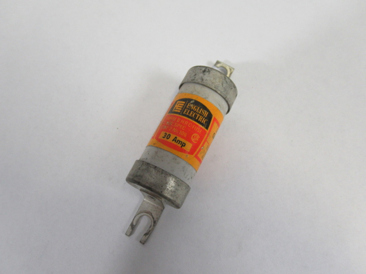 English Electric CIA-30 HRC Form II Bolt On Fuse 30Amp 600V Open Clip USED