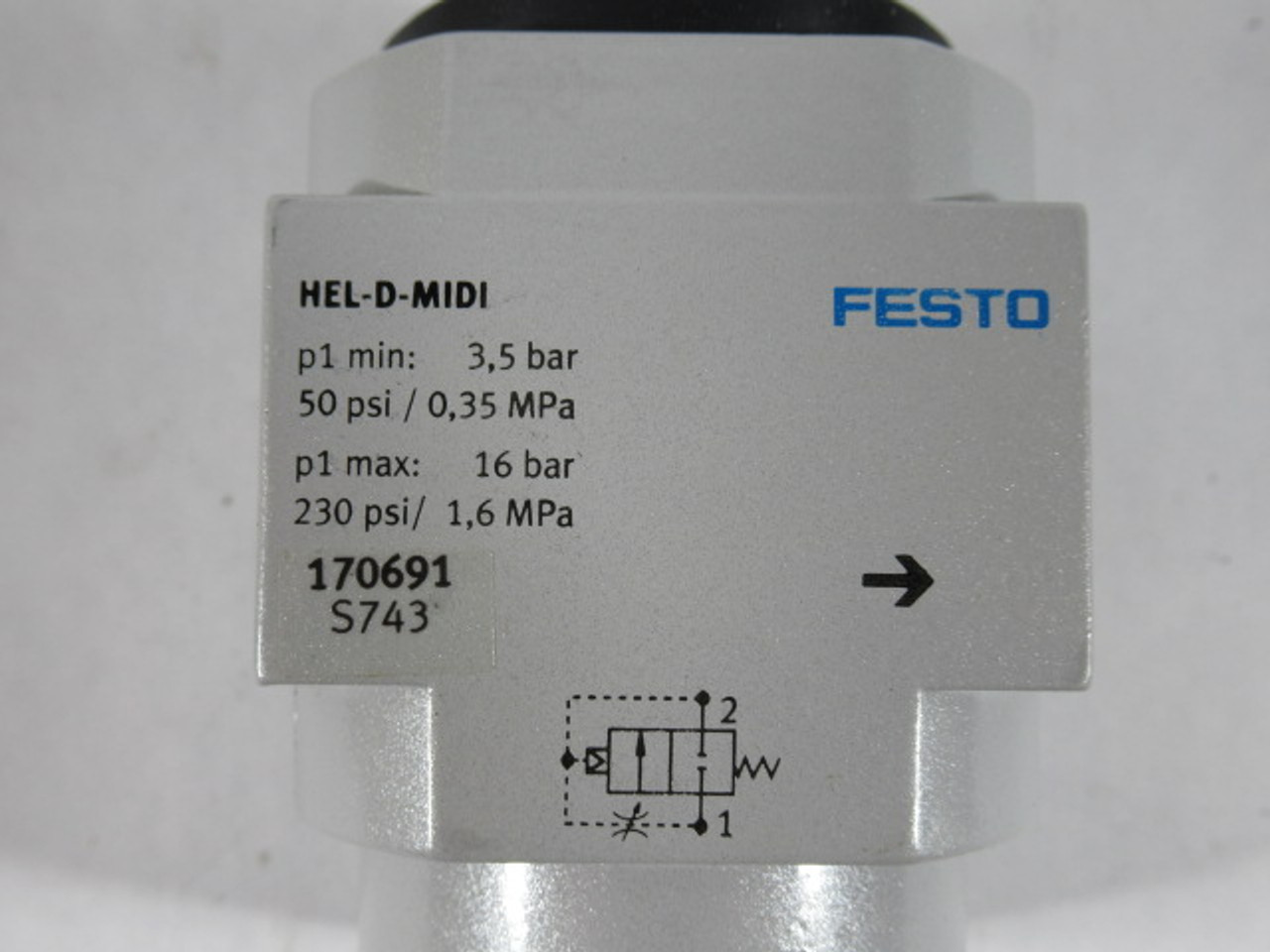 Festo HEL-D-MIDI Soft Start Valve 170691 3.5-16 bar 50-230 psi  NOP