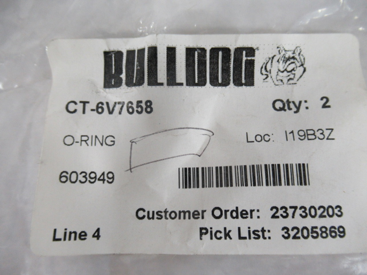 Bulldog CT-6V7658 O-Ring Replacement for Tow Motor 2-Pack ! NWB !