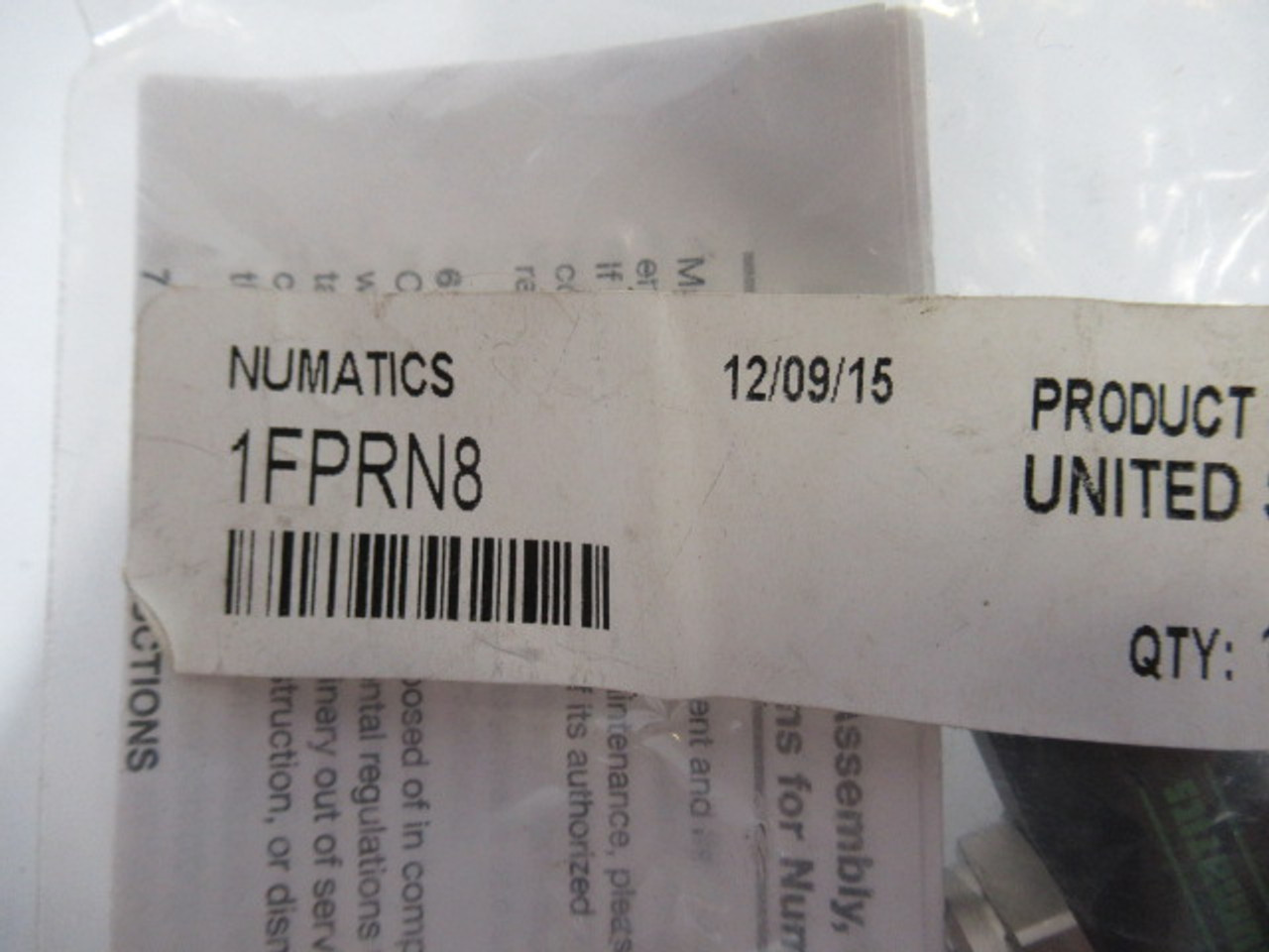 Numatics 1FPRN8 Male Flow Control Valve 1/4" Tube 1/8" NPT ! NWB !