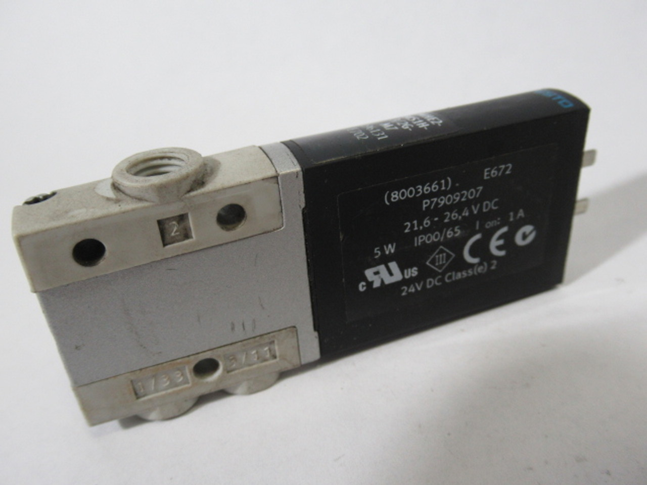 Festo 196131 MHE2-MS1H-3/2G-M7 Air Solenoid Valve 26.4VDC 100l/min 8BAR USED