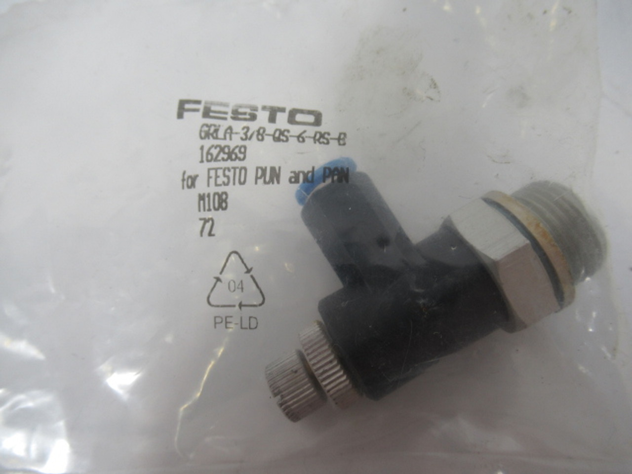 Festo 162969 1-Way Control Valve QS-6 G3/8 400-550 l/min 0.2-10 bar ! NWB !