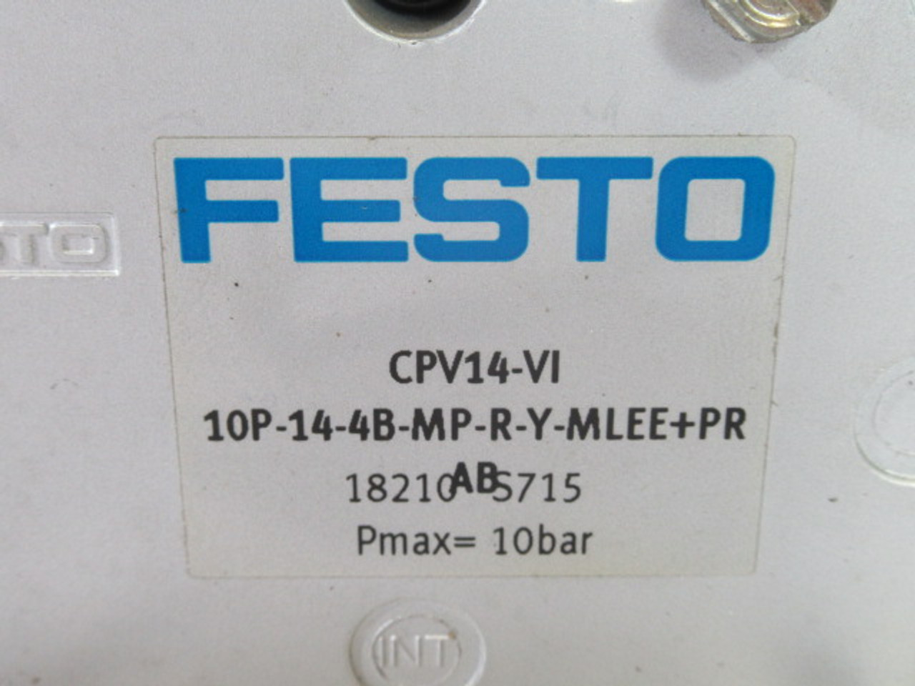 Festo 18210 CPV14-V1-10P-14-B-MP-R-Y-MLEE+PE-AB Solenoid Valve Assembly USED
