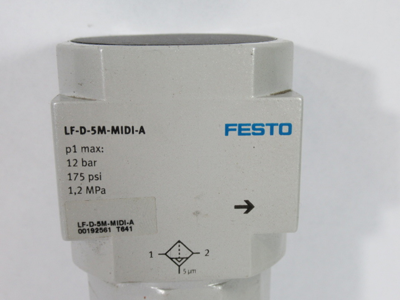 Festo 192561 LF-D-5M-MIDI-A Compressed Air Filter 12 bar 175 psi 5 um USED