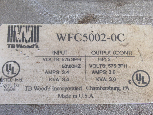 TB Wood's WFC5002-0C AC Inverter 3Ph 575V 3.4A Input CUSTOM KEY SWITCH USED