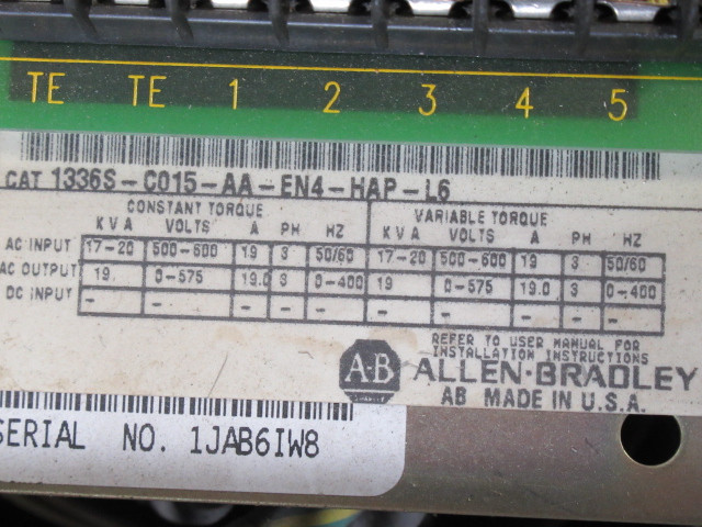 Allen-Bradley 1336S-C015-AA-EN4-HAP-L6 AC Drive 3Ph 19kVA Output USED