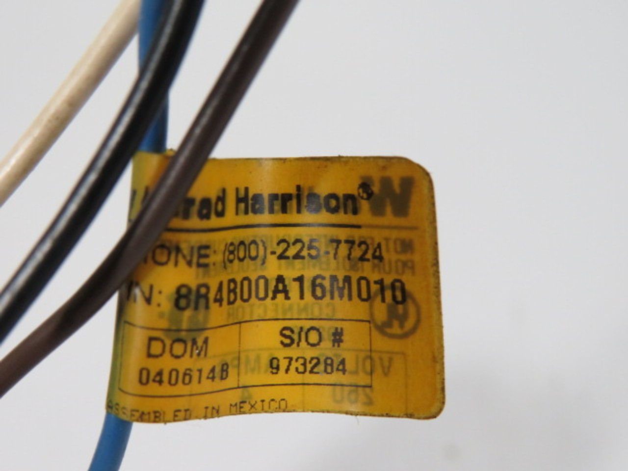 Brad Harrison 8R4B00A16M010 Receptacle 12" 250V 4A CUT CABLE USED