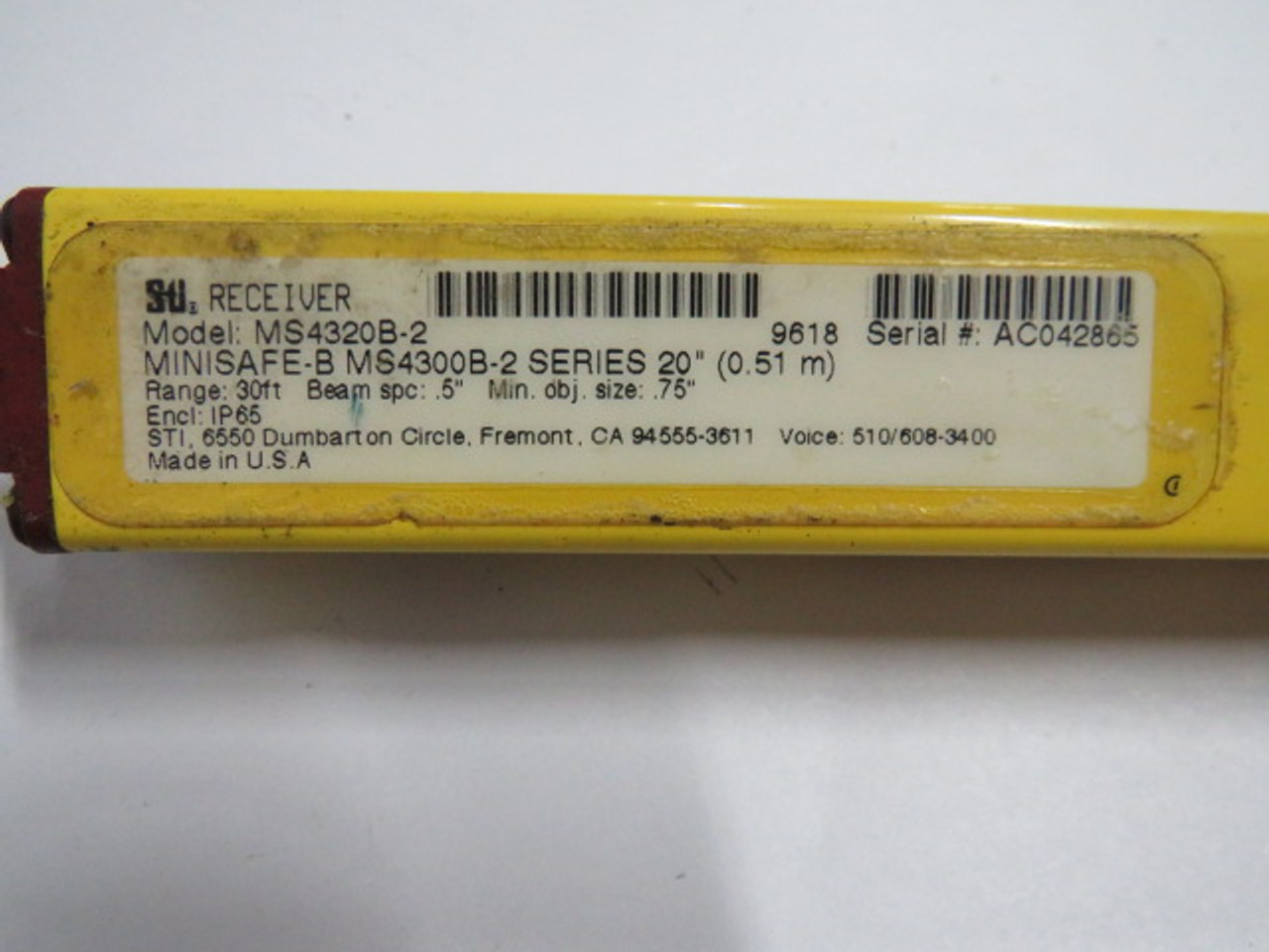 STI MS4320B-2 Light Curtain Receiver 0.3-9m Range BROKEN CONNECTOR ! AS IS !