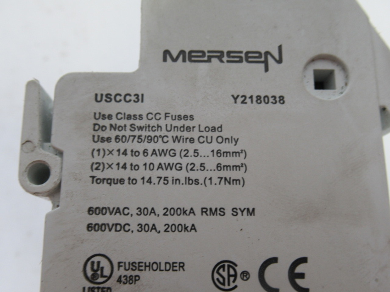 Mersen Ferraz Shawmut USCC3I Fuse Holder W/ Indicator Class CC 30A 600V 3P USED