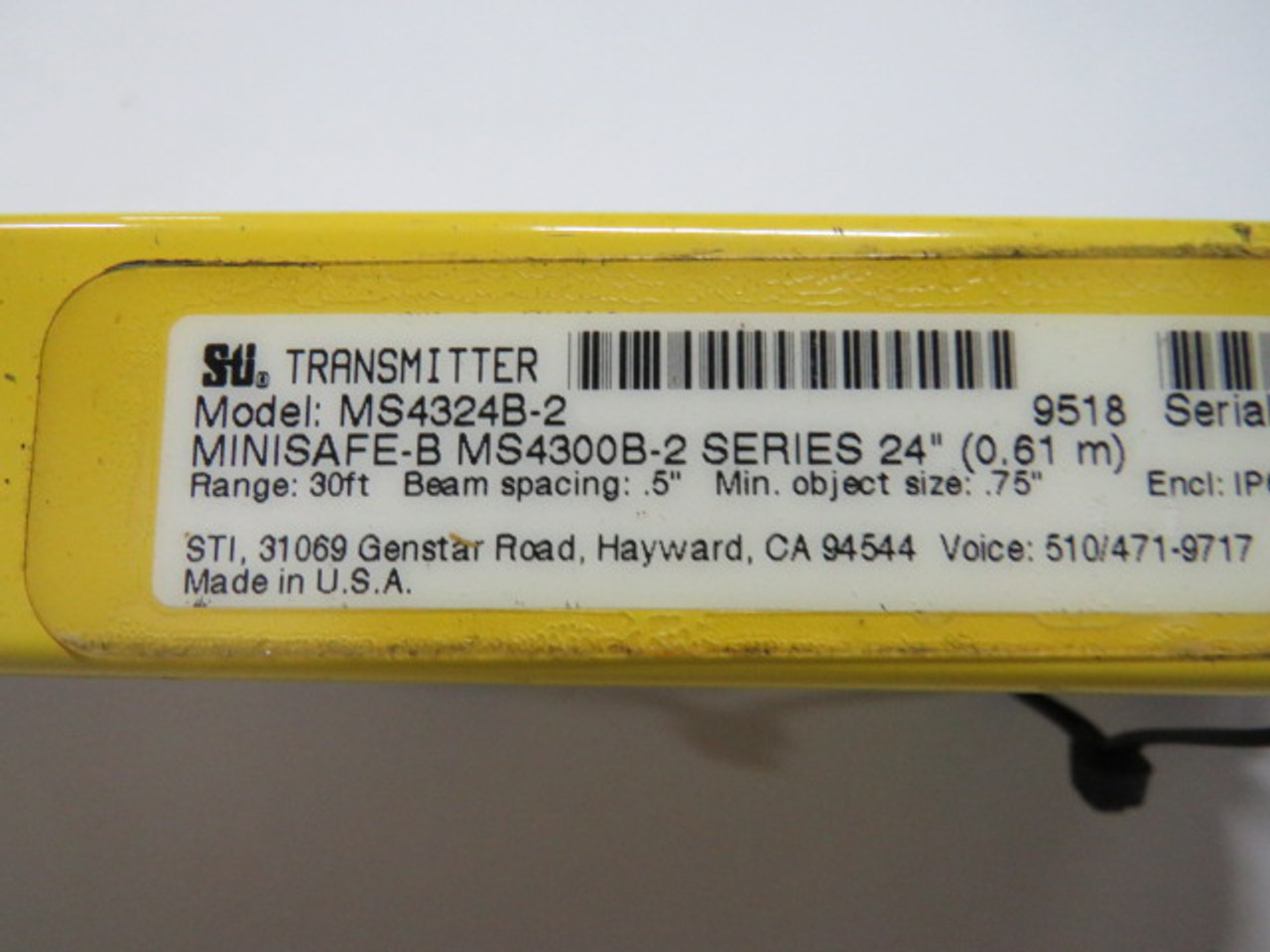 STI MS4324B-2 Light Curtain Transmitter & Receiver 30' Range USED