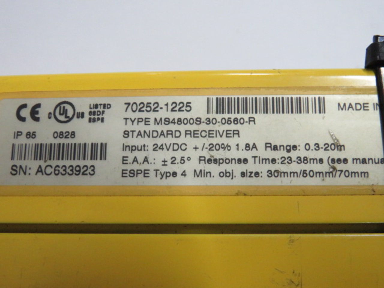 STI MS4800S-30-0560 Light Curtain Transmitter & Receiver 24VDC 28.5mA USED