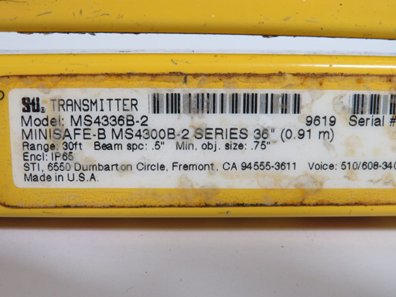 STI MS4336B-2 Light Curtain Transmitter & Receiver 30' Range USED