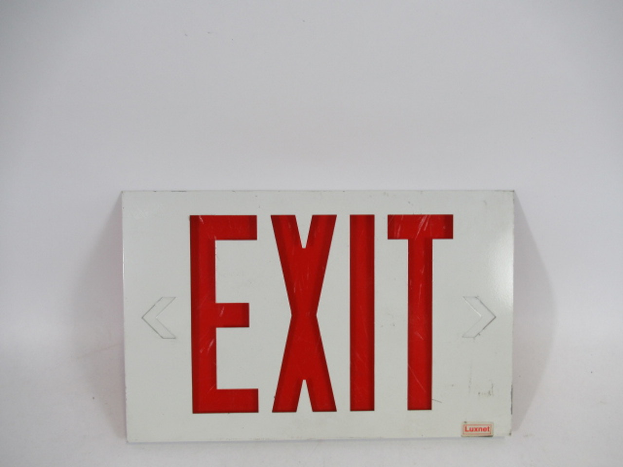 Beghelli Metal Exit Sign w/Red Back for ES1U Unit 12-1/4"Wx7-5/8"Lx1/4" USED