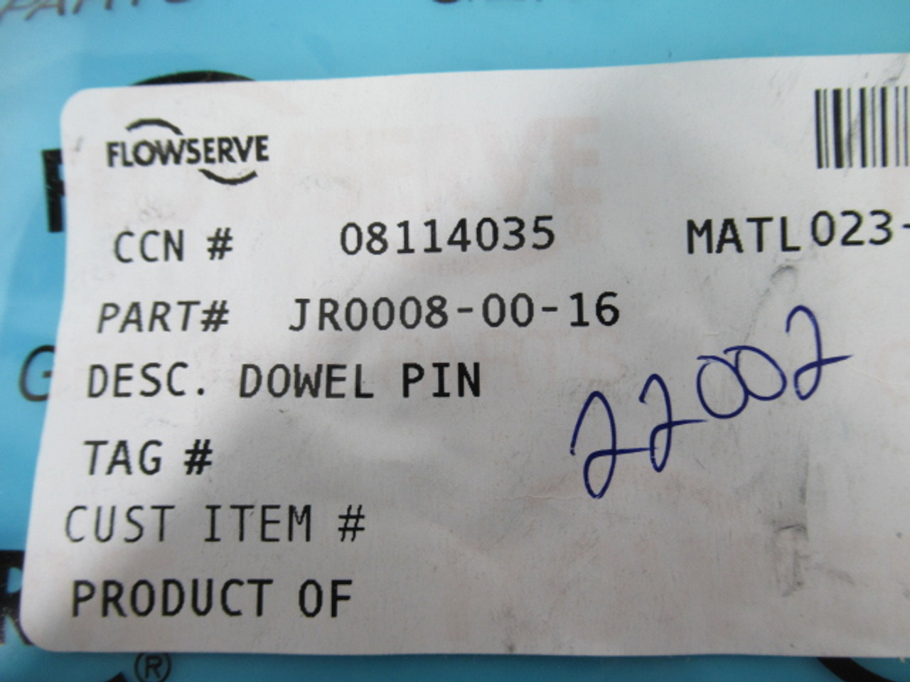 FlowServe JR0008-00-16 08114035 023 Dowel Pin for Pump Lot of 2 ! NWB !
