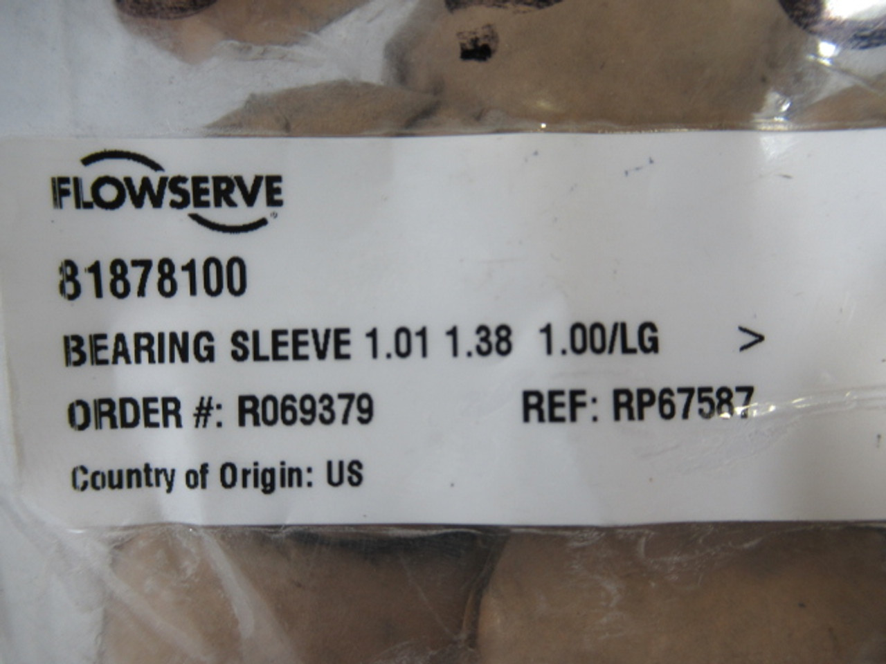 FlowServe 81878100 Pump Bearing Sleeve 1.38"OD .97"ID 1.01"H ! NOP !