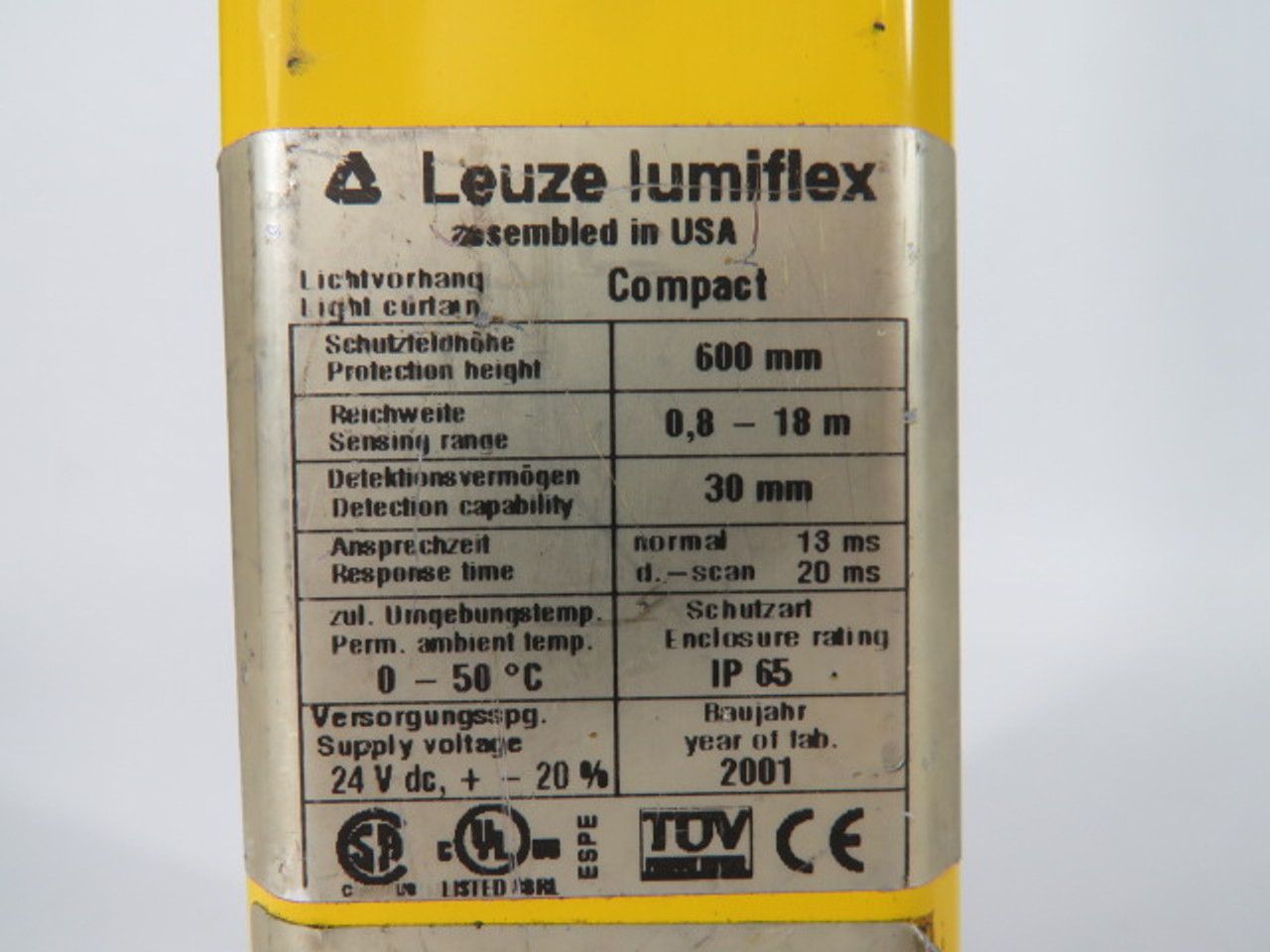 Leuze CR30-600BH Light Curtain Receiver 0.8-18m Range 24VDC USED