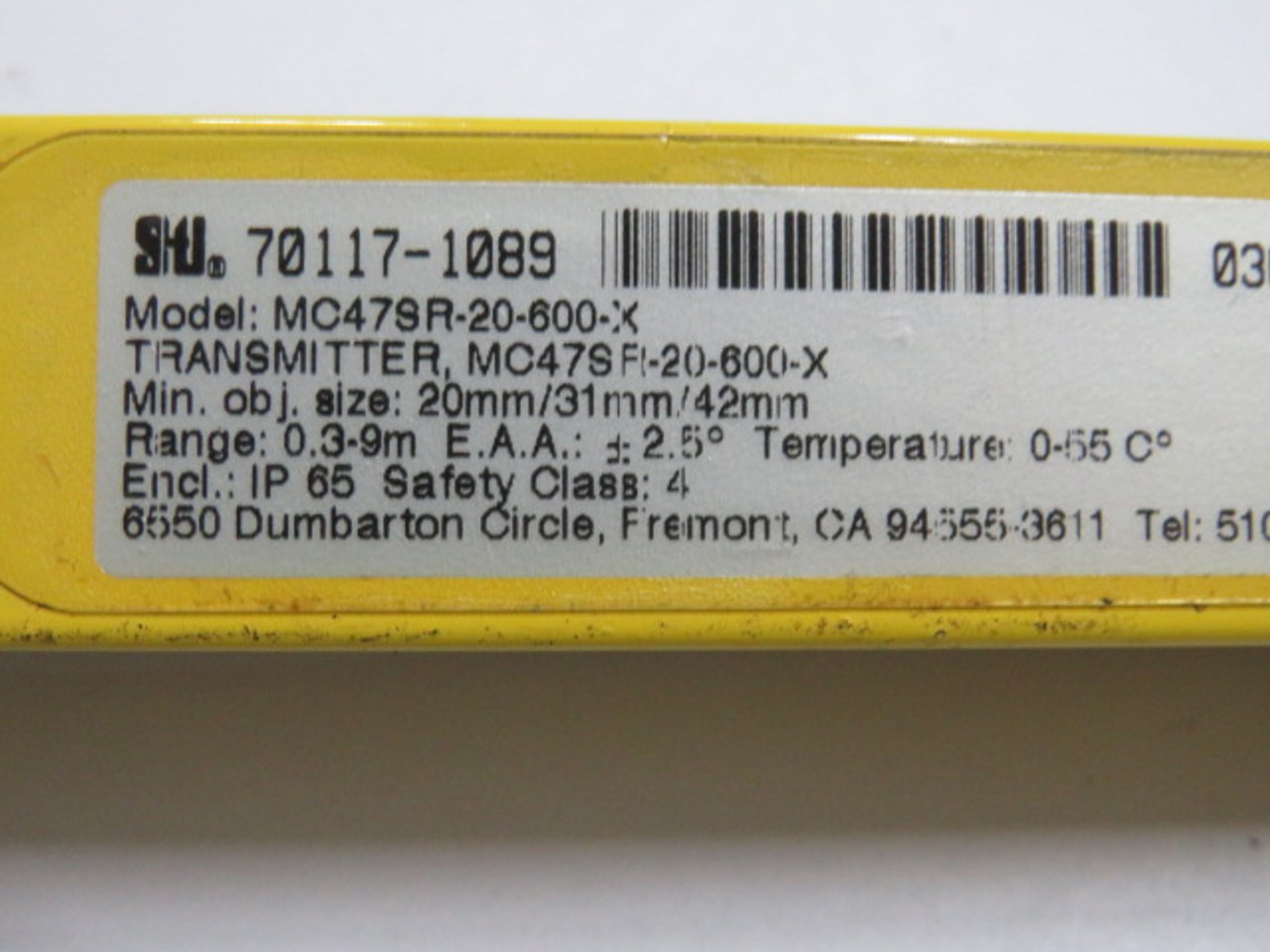 STI MC47SR-20-600-X Light Curtain Transmitter 0.3-9m Range USED