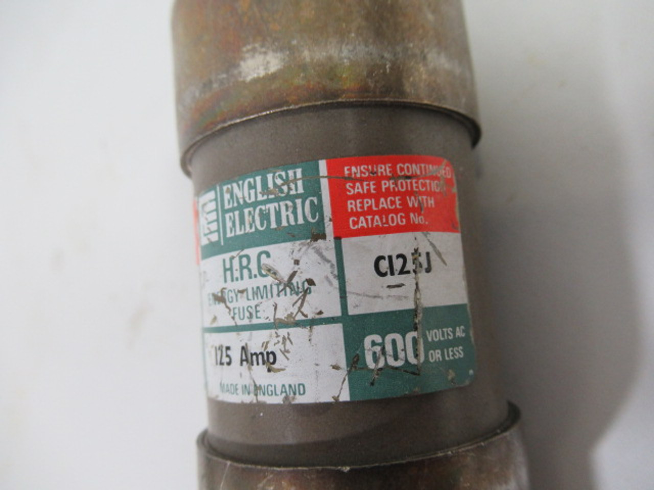 English Electric C125J Energy Limiting Fuse 125A 600V USED