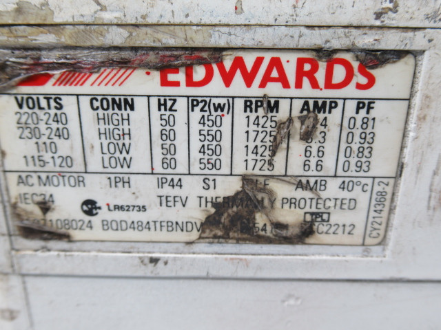 Edwards RV8 Vacuum Pump 110V 50Hz 115-120V 60Hz CRACKED CASING USED