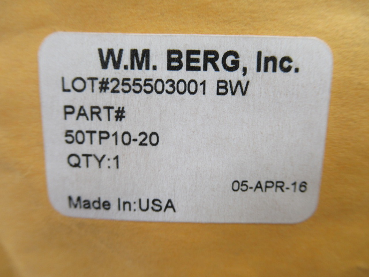 W.M.Berg 50TP10-20 Timing Pulley 3.1831" Pitch Dia. 3.131"OD 5/8" Bore ! NOP !