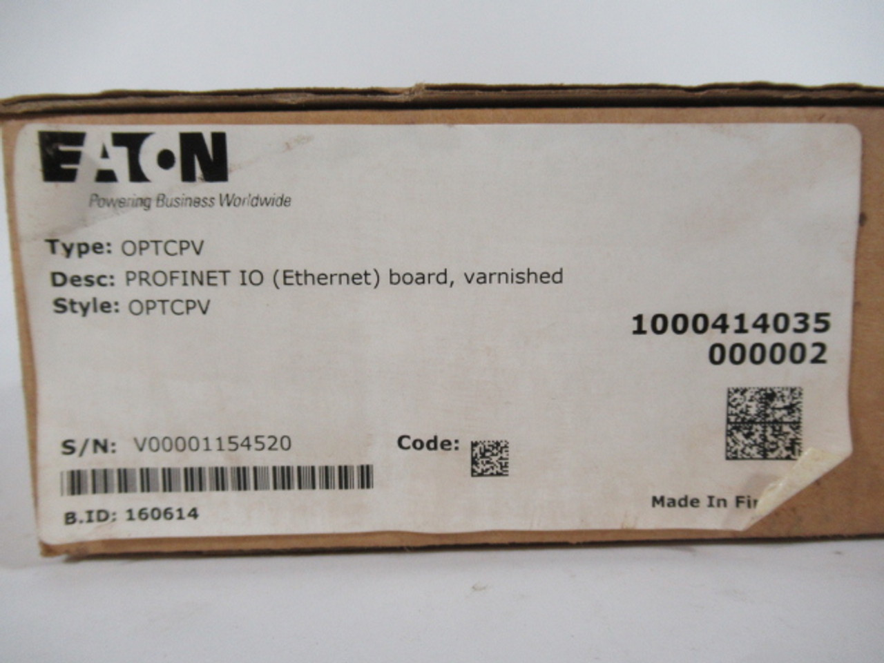 Eaton OPTCPV Profinet IO (Ethernet) Board Varnished C/W Box USED